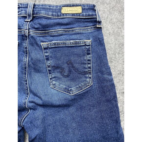 AG Mari Crop Jeans Womens 27 Blue High Rise Slim Straight Raw Hem Stretch Denim - Picture 16 of 16